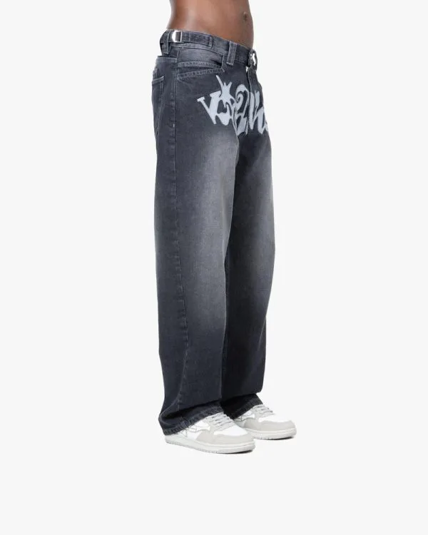 HAVOC DENIM GREY / WHITE - Pantalons & Jorts - streetwear Avenue Wear