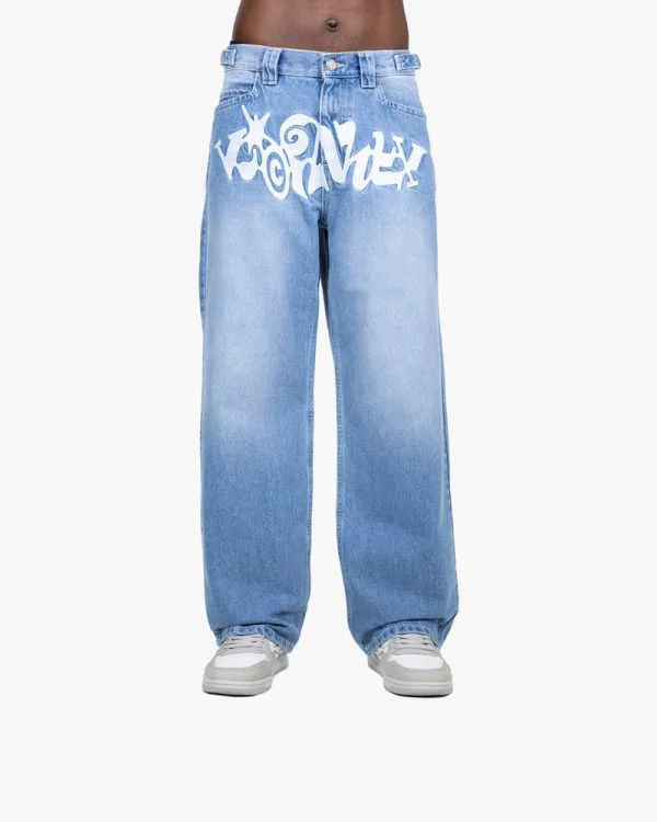HAVOC DENIM LIGHT BLUE / WHITE - Pantalons & Jorts - streetwear Avenue Wear
