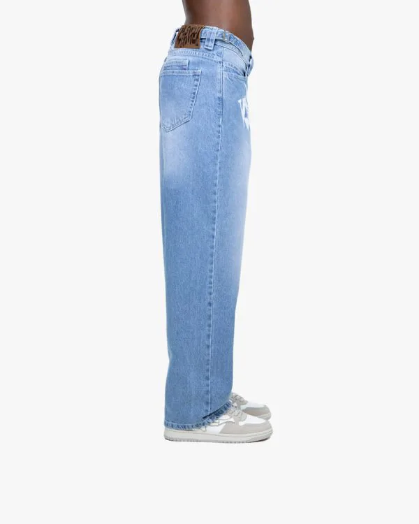 HAVOC DENIM LIGHT BLUE / WHITE - Pantalons & Jorts - streetwear Avenue Wear