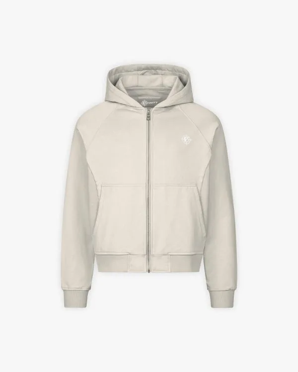 Inside out zip hoodie beige - Avenue Wear