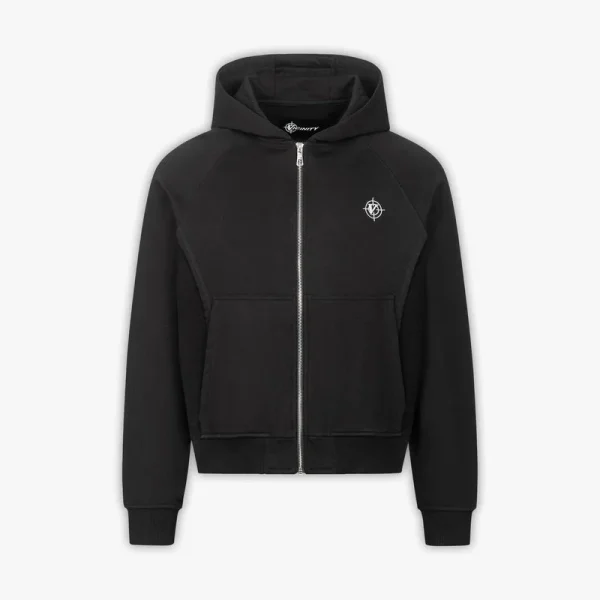 Inside out zip hoodie black - Avenue Wear