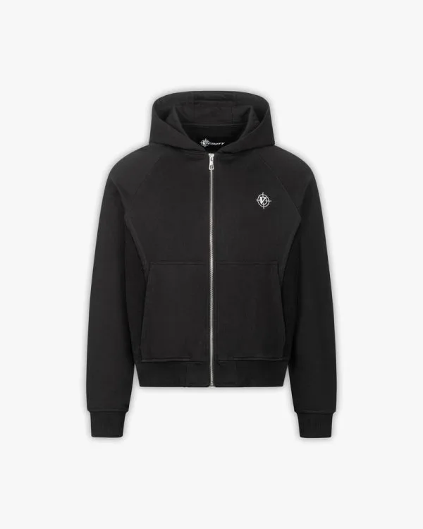 Inside out zip hoodie black - Avenue Wear