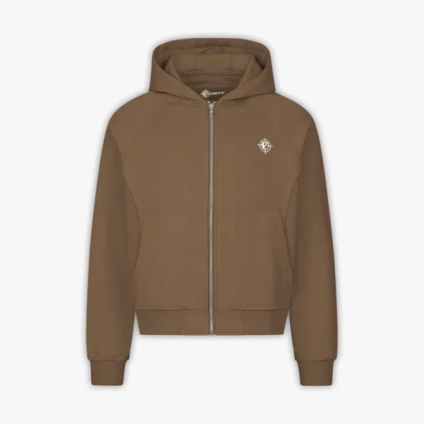 Inside out zip hoodie chocolate brown - Avenue Wear