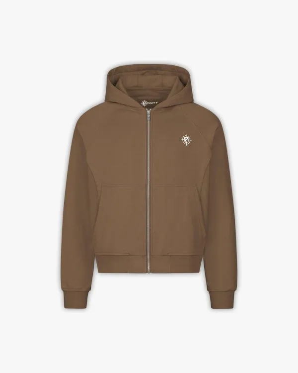 Inside out zip hoodie chocolate brown - Avenue Wear