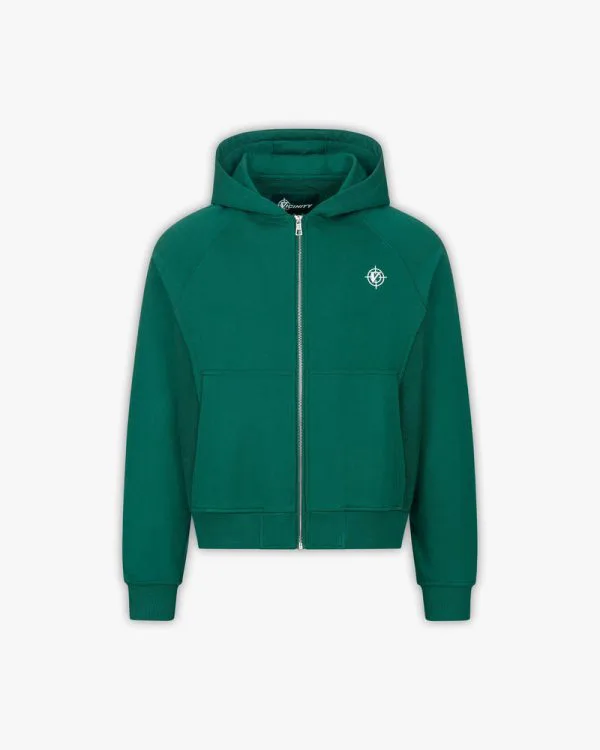 Inside out zip hoodie forrest green - Avenue Wear