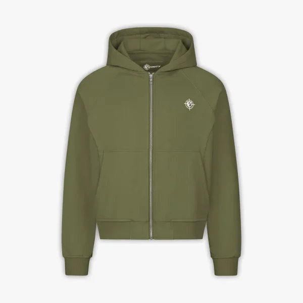 Inside out zip hoodie khaki - Avenue Wear
