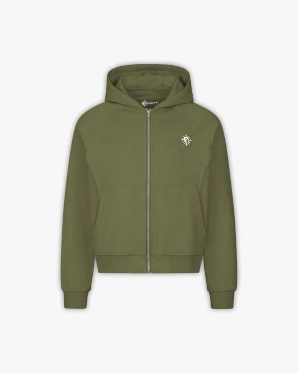 Inside out zip hoodie khaki - Avenue Wear