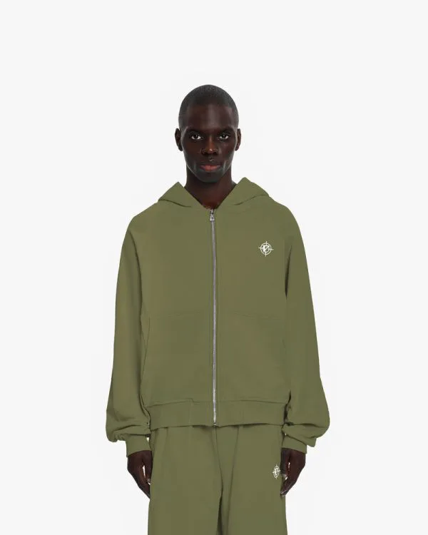 INSIDE OUT ZIP HOODIE KHAKI - Sweats & Hoodies - streetwear Avenue Wear