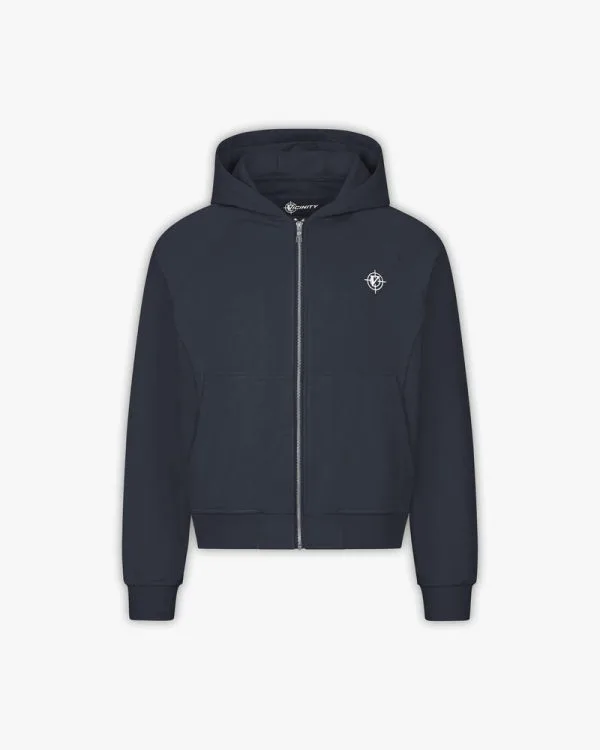 Inside out zip hoodie navy - Avenue Wear