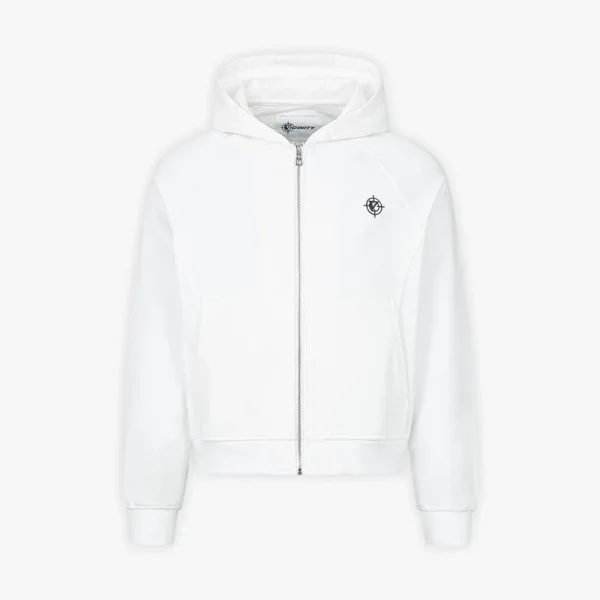 Inside out zip hoodie white - Avenue Wear