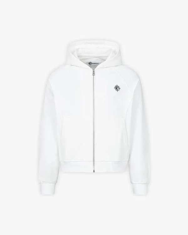 Inside out zip hoodie white - Avenue Wear