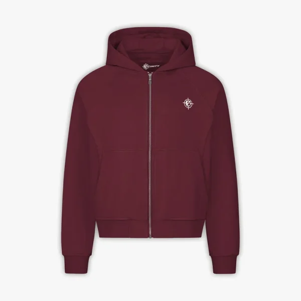 Inside out zip hoodie wine red - Avenue Wear