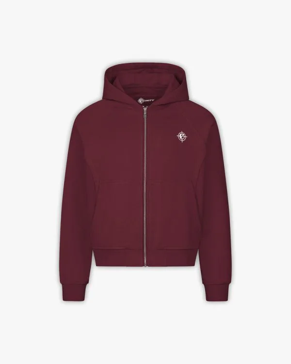 Inside out zip hoodie wine red - Avenue Wear