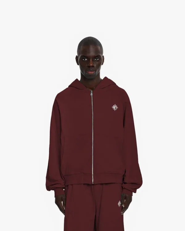 INSIDE OUT ZIP HOODIE WINE RED - Sweats & Hoodies - streetwear Avenue Wear