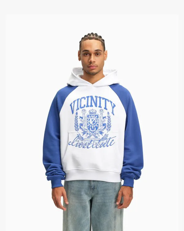 INSTITUTE HOODIE WHITE/BLUE - Sweats & Hoodies - streetwear Avenue Wear