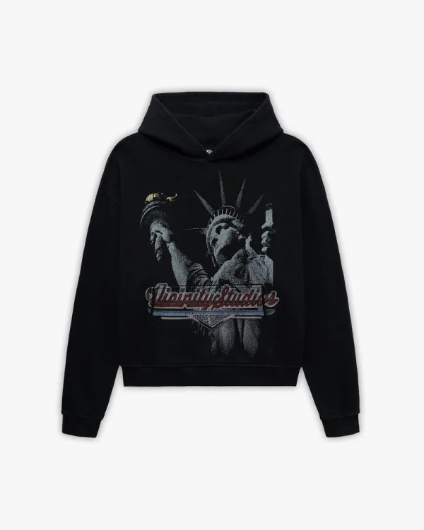 Lady liberty hoodie vintage wash - Avenue Wear
