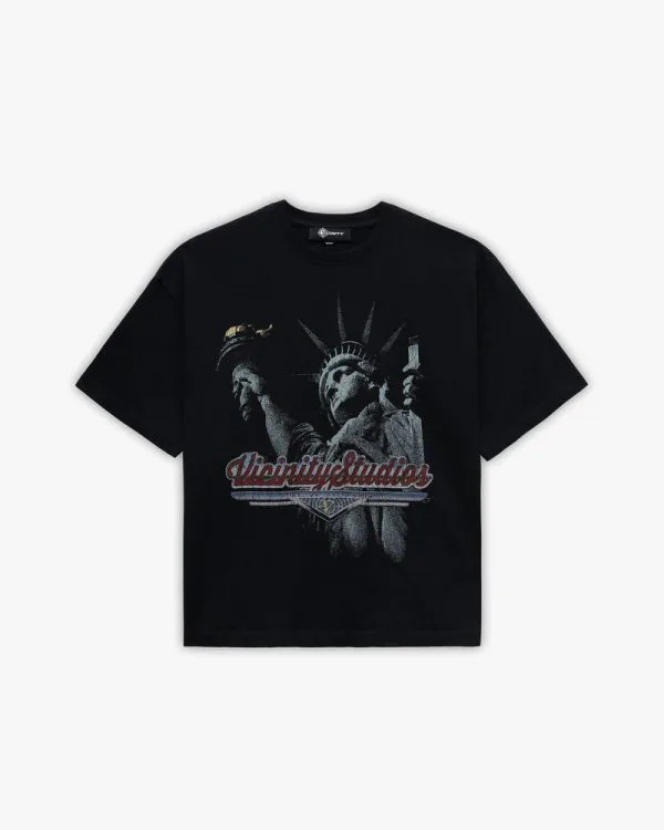 Lady liberty tee vintage wash - Avenue Wear