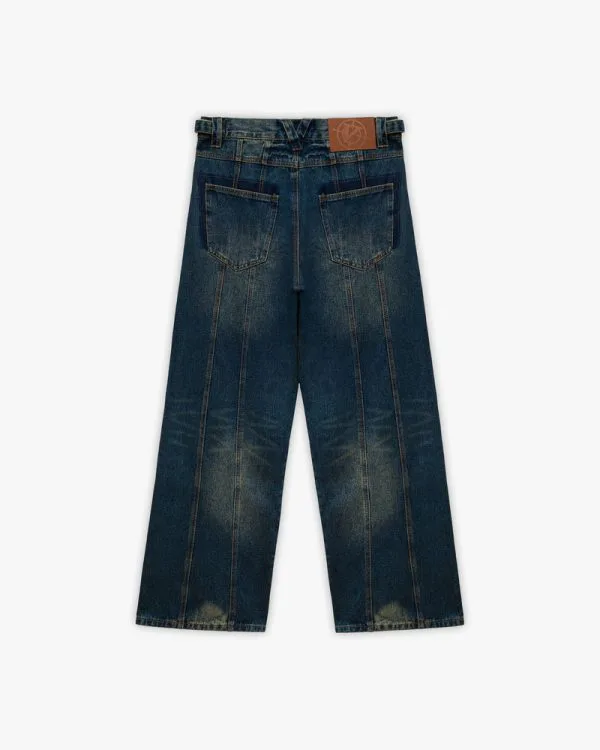MAXIMUM DENIM YELLOW BLUE - Pantalons & Jorts - streetwear Avenue Wear