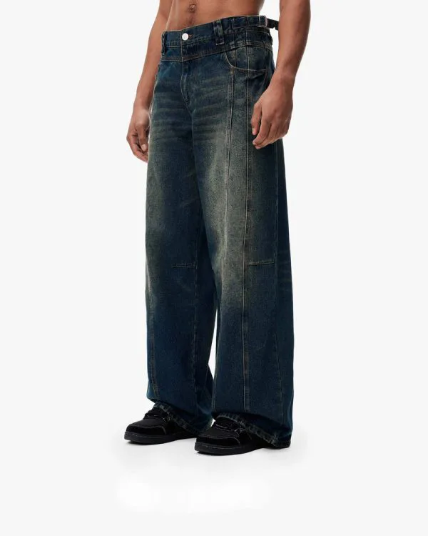 MAXIMUM DENIM YELLOW BLUE - Pantalons & Jorts - streetwear Avenue Wear