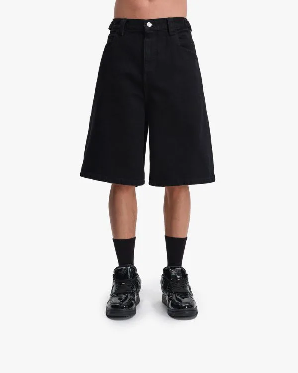 MIDNIGHT BLACK DENIM JORTS - Pantalons & Jorts - streetwear Avenue Wear