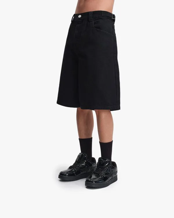 MIDNIGHT BLACK DENIM JORTS - Pantalons & Jorts - streetwear Avenue Wear