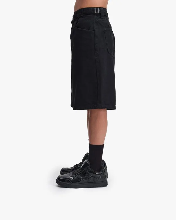 MIDNIGHT BLACK DENIM JORTS - Pantalons & Jorts - streetwear Avenue Wear