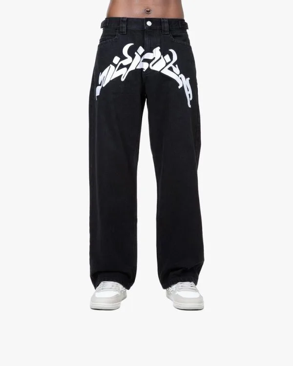 MIRAGE DENIM BLACK / WHITE - Pantalons & Jorts - streetwear Avenue Wear