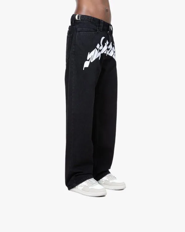 MIRAGE DENIM BLACK / WHITE - Pantalons & Jorts - streetwear Avenue Wear