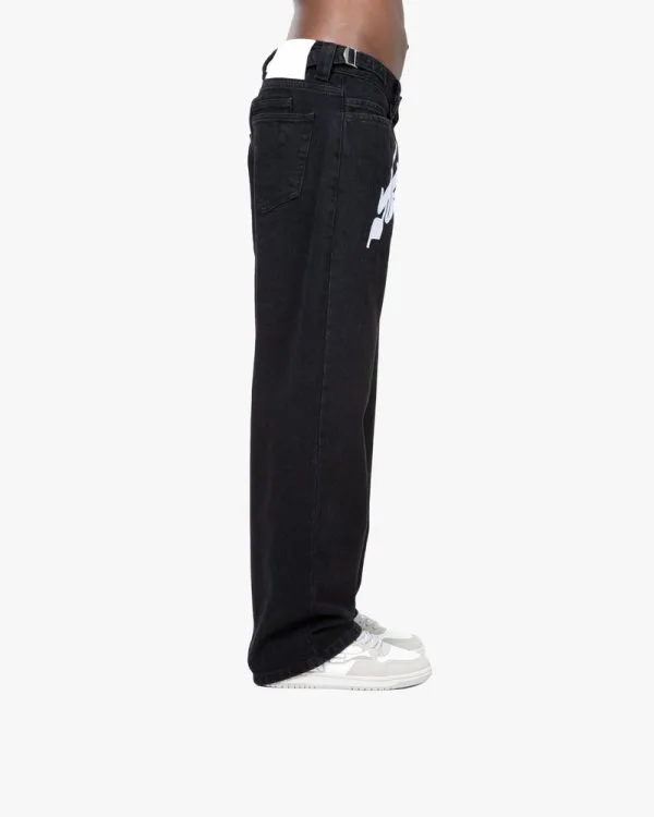 MIRAGE DENIM BLACK / WHITE - Pantalons & Jorts - streetwear Avenue Wear