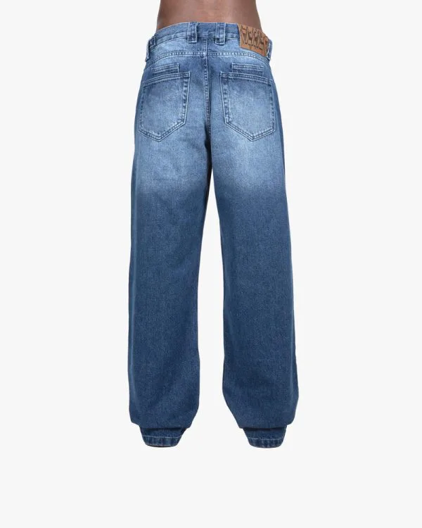 MIRAGE DENIM DARK BLUE / WHITE - Pantalons & Jorts - streetwear Avenue Wear