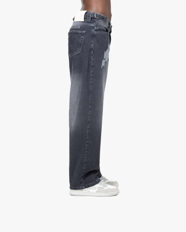 MIRAGE DENIM GREY / WHITE - Pantalons & Jorts - streetwear Avenue Wear