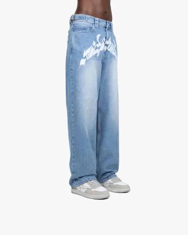 MIRAGE DENIM LIGHT BLUE / WHITE - Pantalons & Jorts - streetwear Avenue Wear