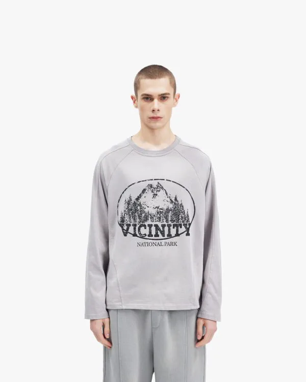 MOUNTAIN LONGSLEEVE GREY - T-Shirts - streetwear Avenue Wear