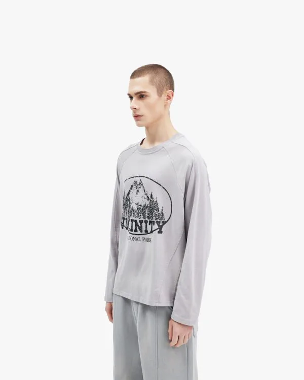 MOUNTAIN LONGSLEEVE GREY - T-Shirts - streetwear Avenue Wear