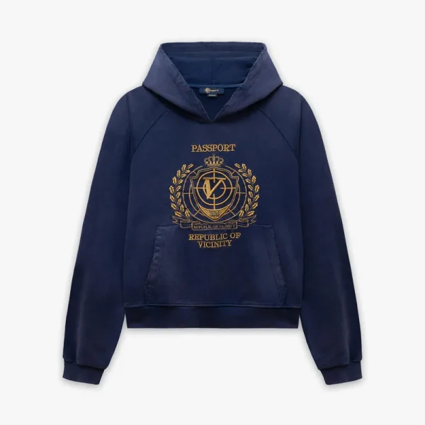 Passport hoodie washed blue - Avenue Wear
