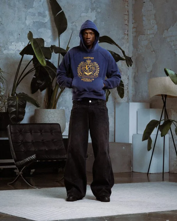 PASSPORT HOODIE WASHED BLUE - Sweats & Hoodies - streetwear Avenue Wear