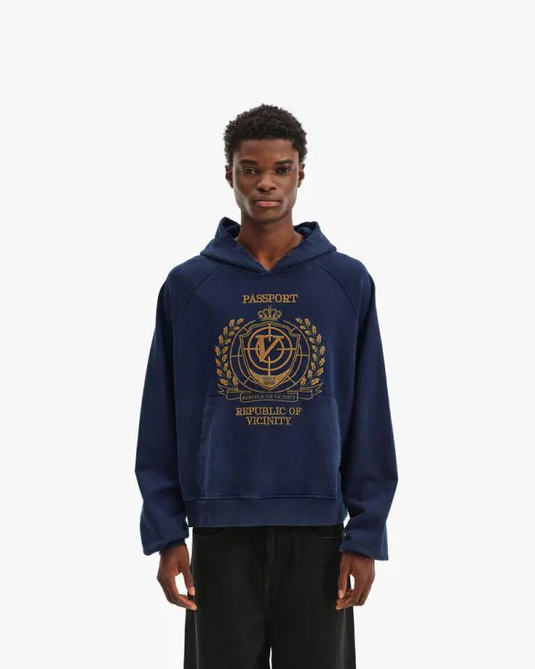 PASSPORT HOODIE WASHED BLUE - Sweats & Hoodies - streetwear Avenue Wear