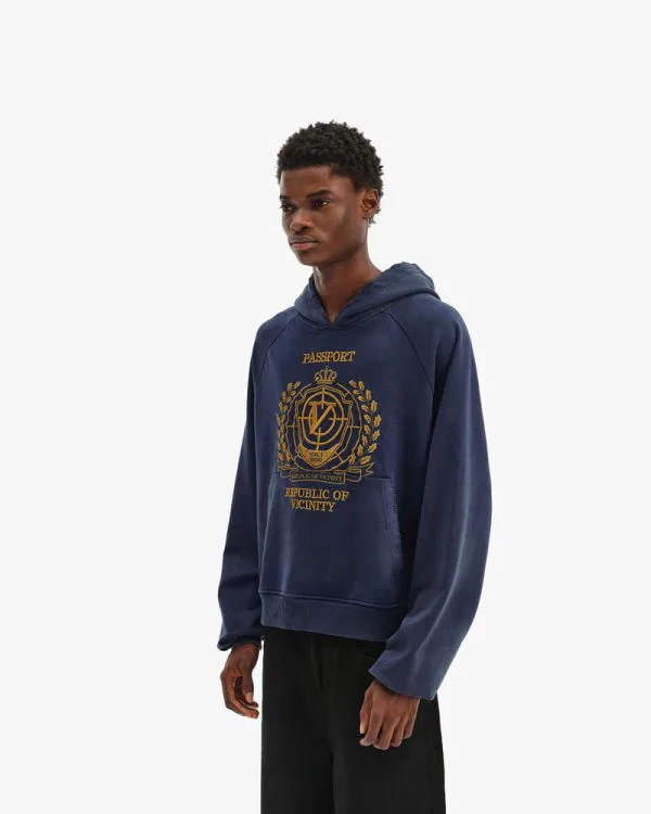 PASSPORT HOODIE WASHED BLUE - Sweats & Hoodies - streetwear Avenue Wear