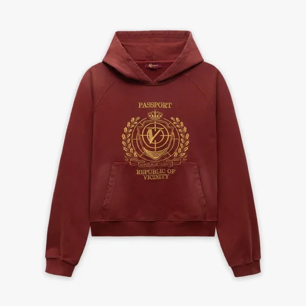 Passport hoodie washed red - Avenue Wear