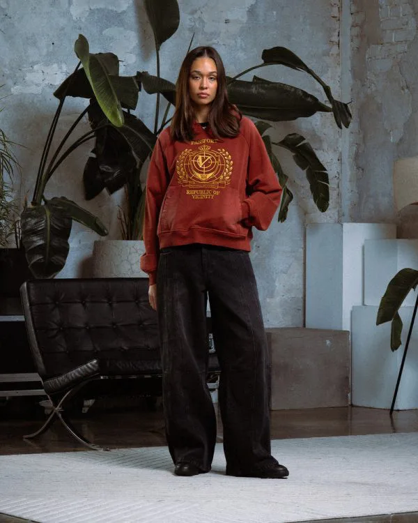 PASSPORT HOODIE WASHED RED - Sweats & Hoodies - streetwear Avenue Wear