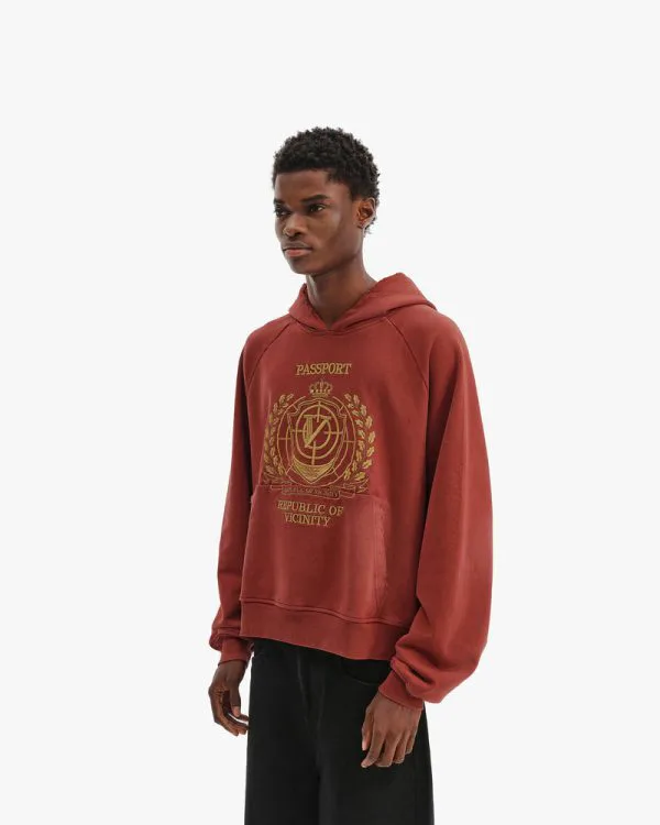 PASSPORT HOODIE WASHED RED - Sweats & Hoodies - streetwear Avenue Wear