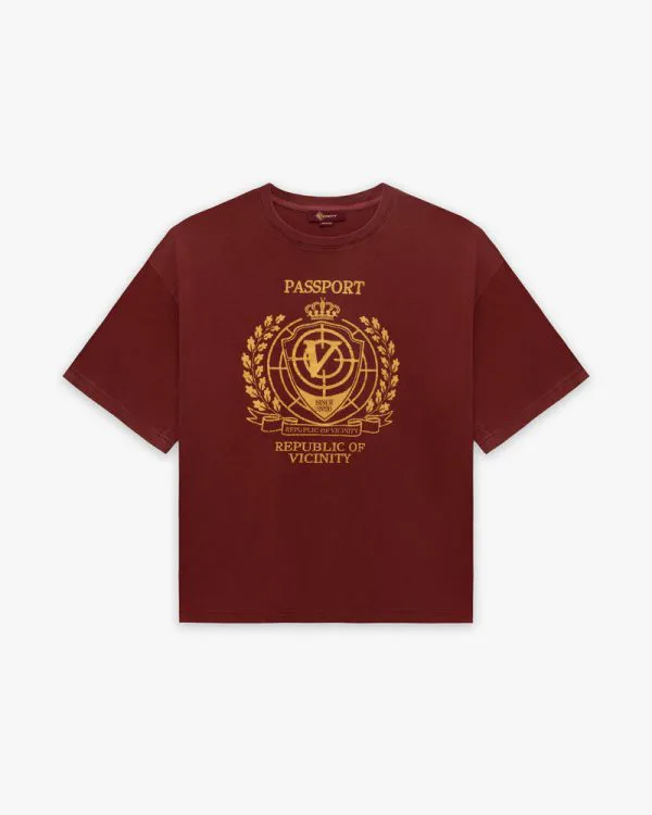 Passport tee washed red - Avenue Wear