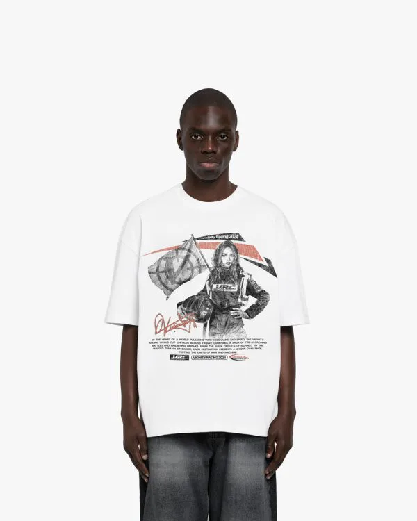 RACING GIRL TEE WHITE - T-Shirts - streetwear Avenue Wear