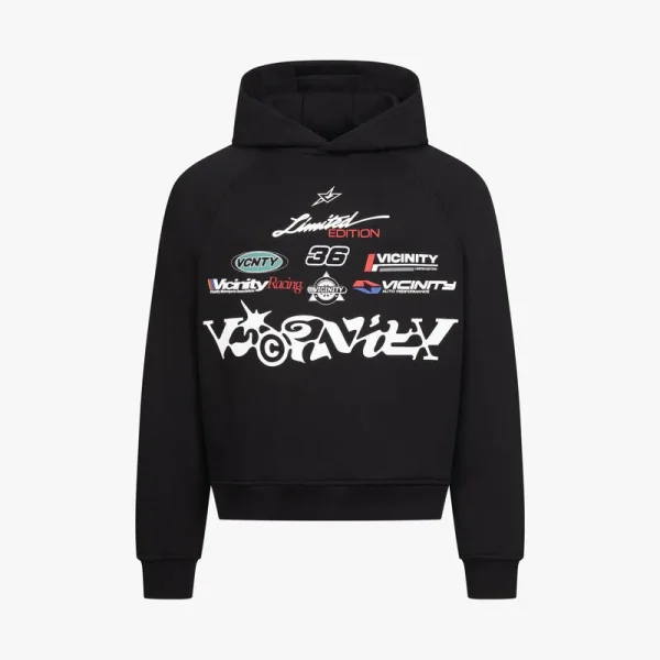 Racing logos hoodie black - Avenue Wear