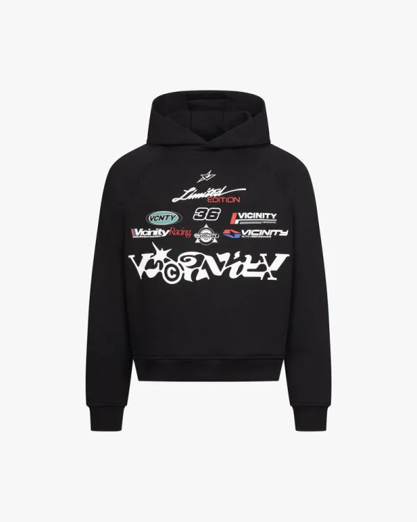 Racing logos hoodie black - Avenue Wear