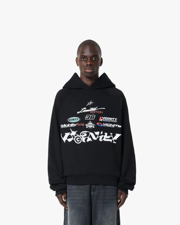 RACING LOGOS HOODIE BLACK - Sweats & Hoodies - streetwear Avenue Wear