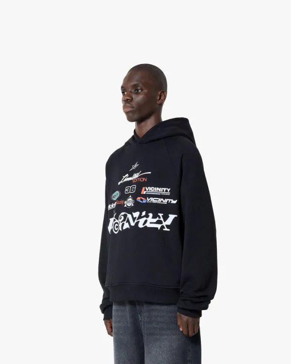 RACING LOGOS HOODIE BLACK - Sweats & Hoodies - streetwear Avenue Wear