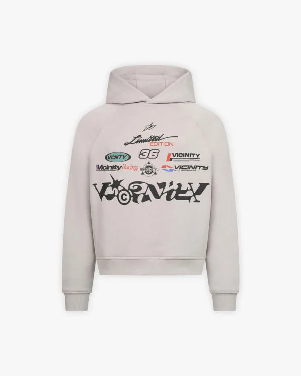 Racing logos hoodie grey - Avenue Wear