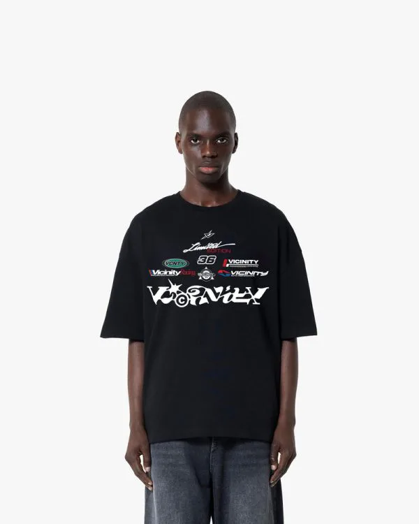 RACING LOGOS TEE BLACK - T-Shirts - streetwear Avenue Wear