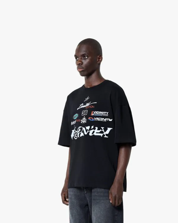 RACING LOGOS TEE BLACK - T-Shirts - streetwear Avenue Wear